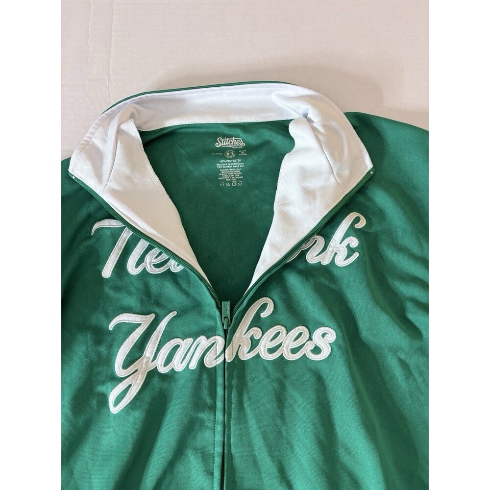 Stitches New York Yankees Green Track Jacket XL Full Zip MLB Jacket Vintage - Picture 10 of 13